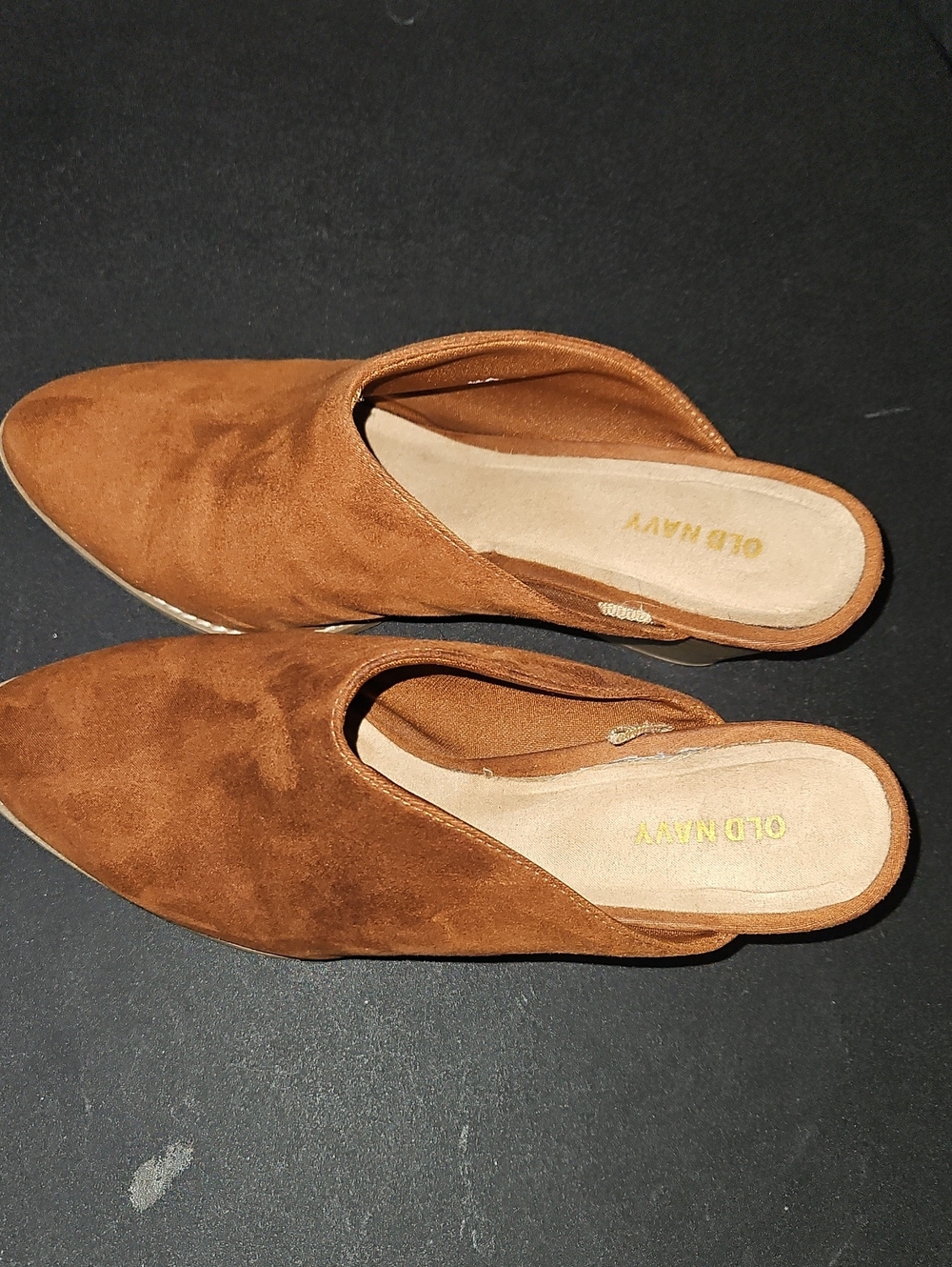 Old Navy Women's Tan Suede Slip-On Mules